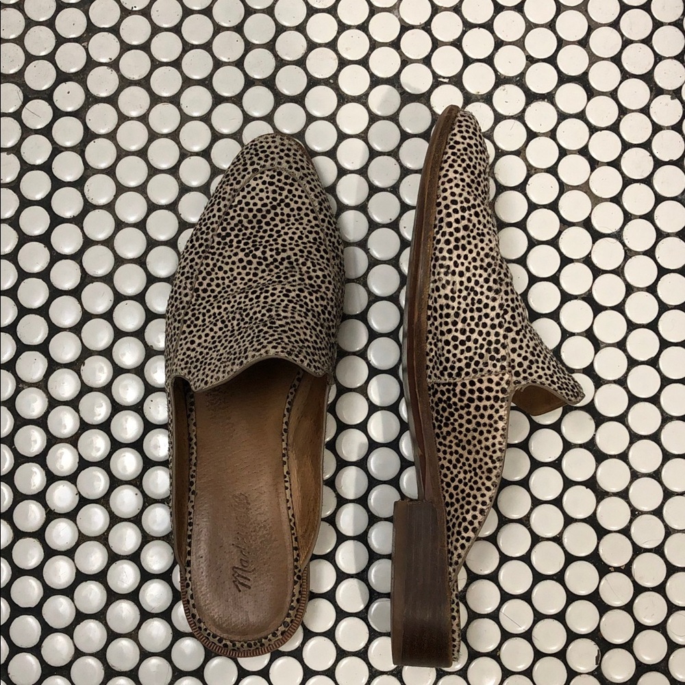 Madewell Black and Cream Patterned Mules
